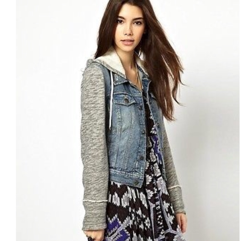SOLD Free People Denim Jacket with Hood